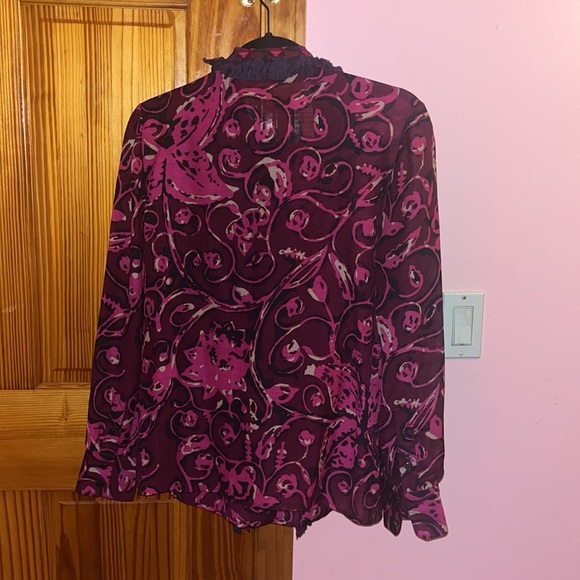 Tory Burch printed button down with attached scarf size 6 wool and silk - Picture 9 of 9